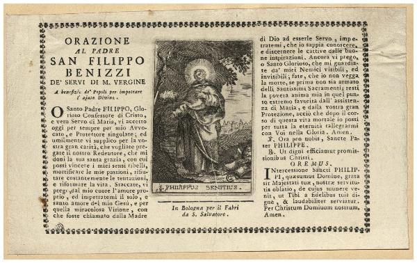 Orazione al Padre San Filippo Benizzi de' Servi di M. Vergine [...]