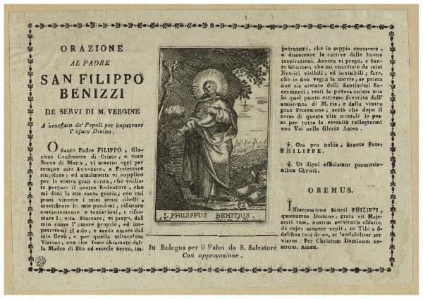 Orazione al Padre San Filippo Benizzi de Servi di M. Vergine [...]