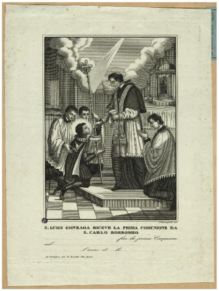 S. Luigi Gonzaga riceve la prima Comunione da S. Carlo Borromeo [...]