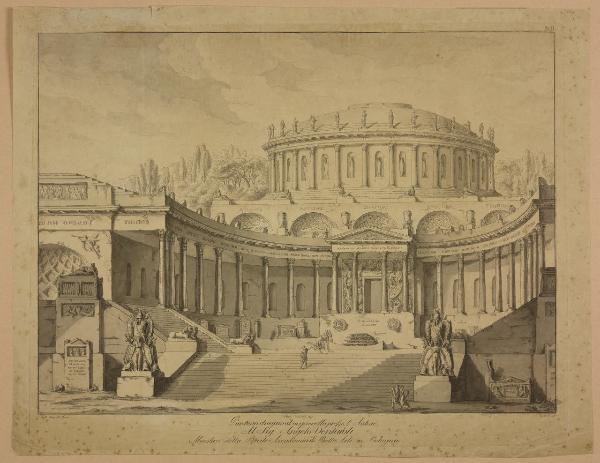 Panteon disegnato al'acquerello presso l'Autore