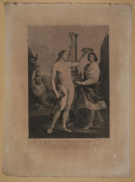 Apollo rewarding Merit and punishing Arrogance. From the original painting of Andrea Sacchi, in the collection of Henri furnese Esq.