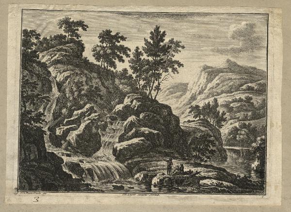 Paesaggo con fiume e figure