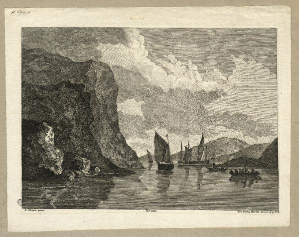 Paesaggio marino con imbarcazioni