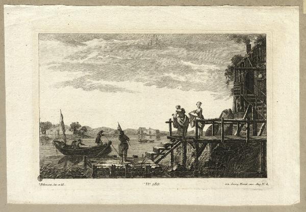 Paesaggio marino con pescatori e donne