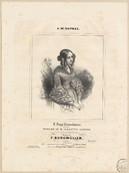 Copertina di spartito L'Ange consolateur paroles de M.lle Annette Lebrun musique de F. Burgmüller