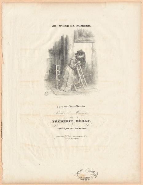 Copertina di spartito Je n'ose la nommer, paroles & musique de Fréderic Bèrat chanté par Mr. Richelmi