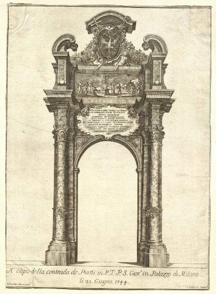 A capo della contrada de Piatti in P.T.P.S. Gior.o in Palazzo di Milano li 21. Giugno. 1744.