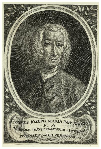 Comes Joseph Maria Imbonatus P. A. Academiae Transformatorum Restitutor et Conservator Perpetuus