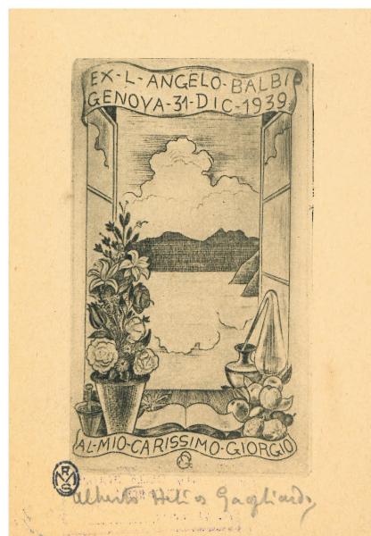 Ex L Angelo balbi (Genova 31 dic 1939, Al mio carissimo Giorgio)