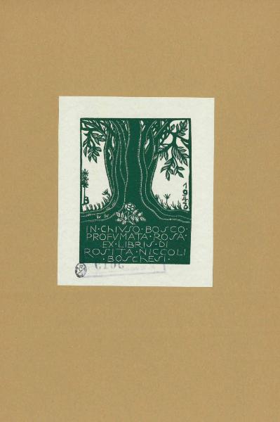 Ex Libris di Rosita Niccoli Boschesi (in chiuso bosco profumata rosa)