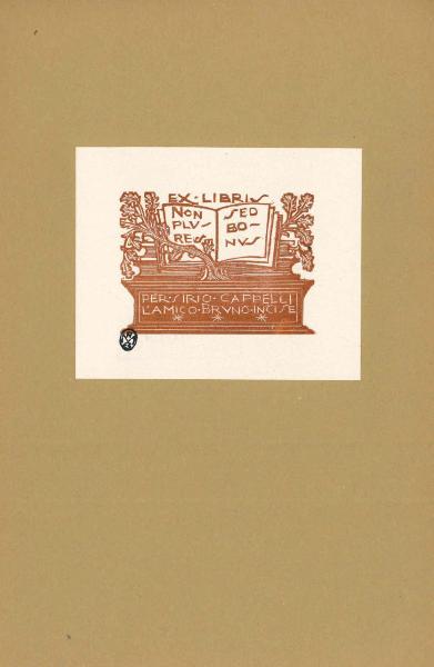 Ex libris per Sirio Cappelli l'amico Bruno incise