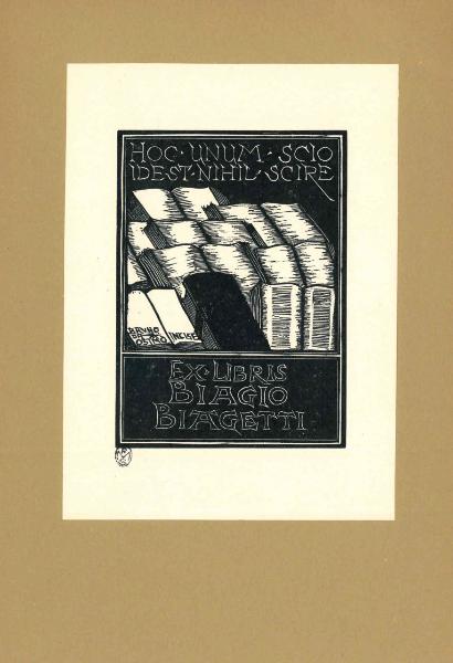 Ex Libris Biagio Biagetti (Hoc unum scio idest nihil scire)