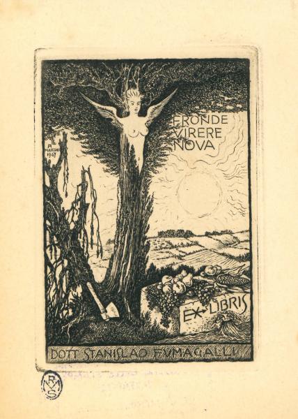 Ex Libris dott. Stanislao Funagalli (Fronde vivere nova)