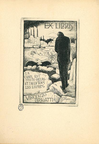 Ex Libris Vincenzo Brigatti (La chair est triste helas et j' ai lu tous les liures)