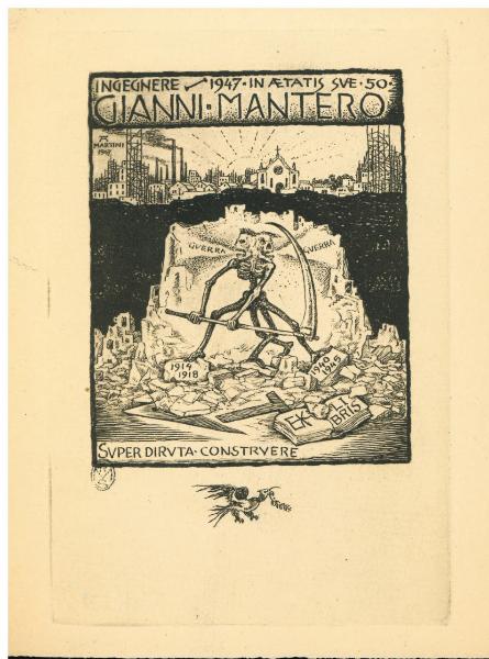 Ex Libris Gianni Mantero ingegnere (Super diruta costruere)