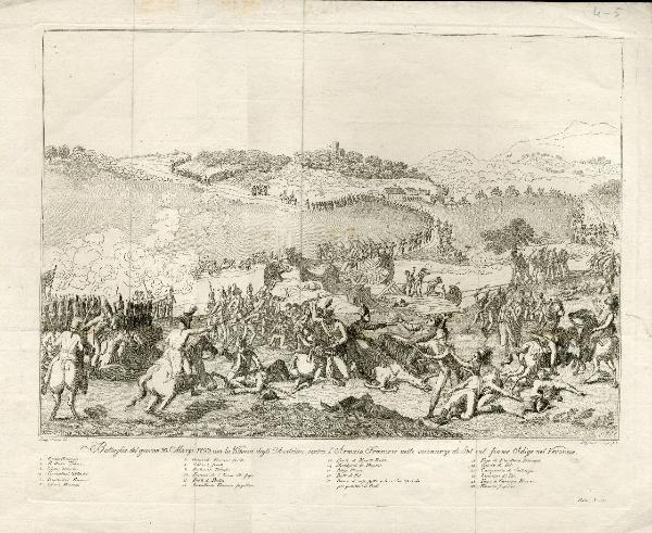 Battaglia del giorno 30. Marzo 1799 con la Vittoria degli Austriaci contro l'Armata Francese nelle vicinanze di Pol sul fiume Adige nel Veronese
