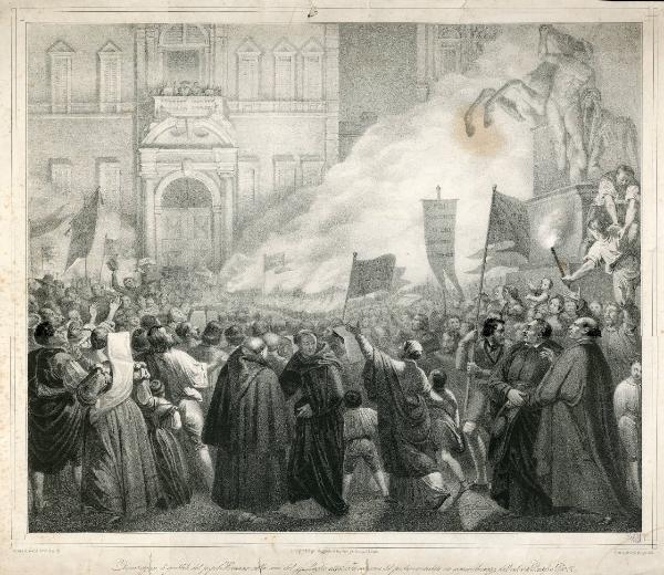 Dimostrazione, di giubilo del popolo Romano, nella sera del 17 luglio 1846. In occasione del perdono accordato con somma clemenza, dall'adorato Ponteficie Pio IX