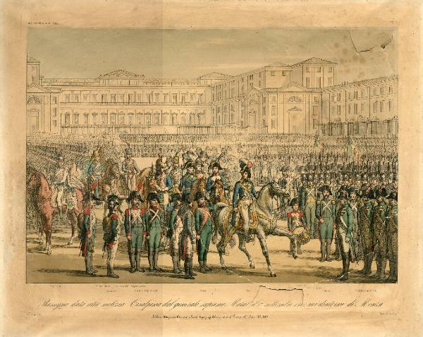 Rassegna data alla milizia Cisalpina dal generale supremo Murat il 17 settembre 1801 nei dintorni di Monza