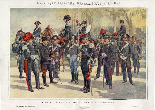 L'esercito italiano nelle nuove uniforme - I reali carabinieri a piedi e a cavallo