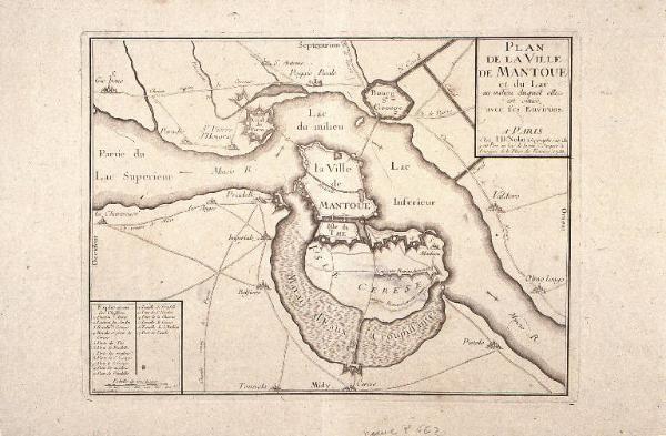 PLAN / DE LA VILLE / DE MANTOUE / et du Lac / au milieu duquel elle / est située, / avec ses Environs.