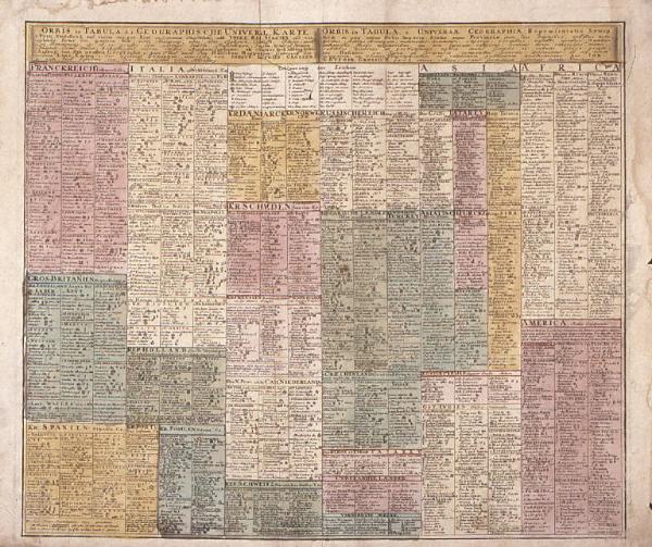 ORBIS in TABULA d.i. GEOGRAPHISCHE UNIVERSAL KARTE / [...] - ORBIS in TABULA, s. GEOGRAPHIAE Repraesentatio Synop- / tica [...]