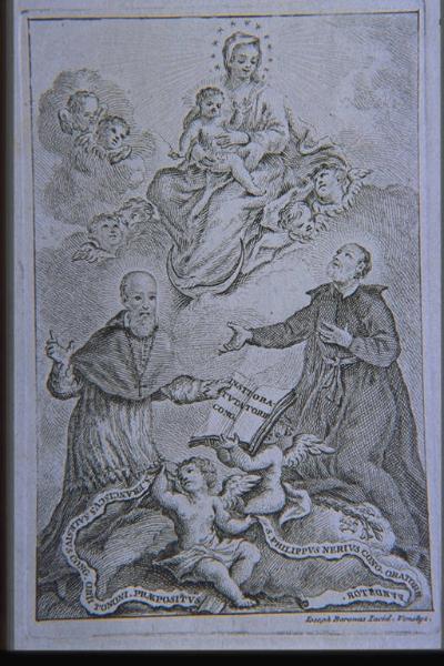 San Filippo Neri e San Francesco di Sales hanno la visione della Madonna con bambino