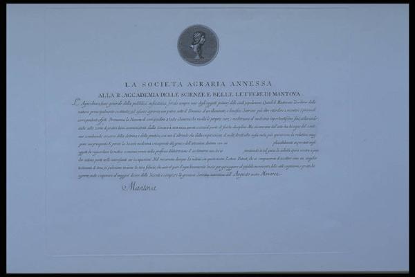 Diploma della Società Agraria