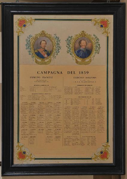 Campagna del 1859. Esercito Francese Comandante in capo S.M. Napoleone III. Esercito Italiano Comandante in capo S.M. il Re Vittorio Emanuele II