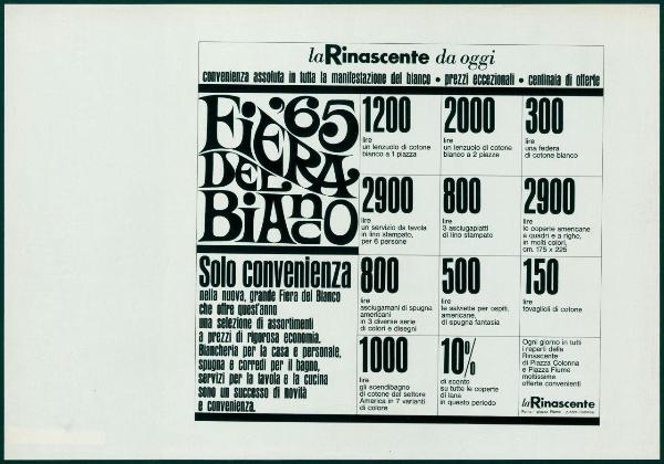 La Rinascente da oggi. Fiera del Bianco '65