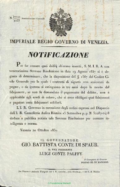 Notificazione n. 37711/1233