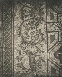 Aquileia - Basilica. Mosaico pavimentale, particolare della decorazione della cornice a girali di tralci (IV sec.).
