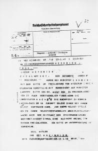 Telegramma di Heinrich Himmler a Reinhard Heydrich (19/01/1942) - Nazismo - Campo di concentramento - Prigionia - Politica