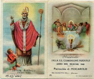 Pieghevole.Ricordo SS.Comunione Pasquale 1940.