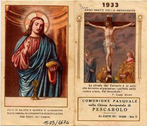 Comunione Pasquale,Anno Santo 1933.