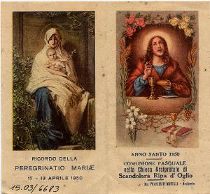 Gesù Benedicente.Anno Santo 1950.Comunione Pasquale nella chiesa di Scandolara R.O.