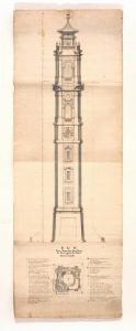 Prospetto e planimetria del campanile della chiesa dei Santi Gervasio e Protasio di Sondrio