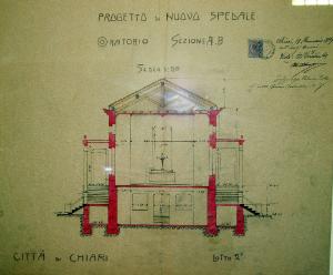 Sezioni A e B dell'oratorio nel nuovo ospedale di Chiari