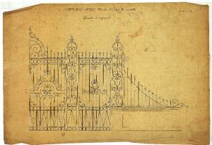 Progetto di un manicomio per la provincia di Bergamo. Cancello d'ingresso - Tavola N. 22