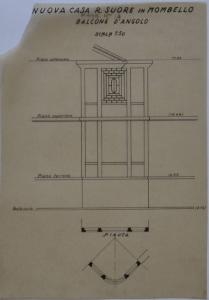 Prospetto del balcone del fabbricato n. 13 dell'Ospedale Psichiatrico Provinciale di Milano (Mombello)