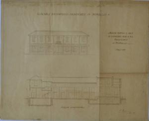 Prospetto e sezione del fabbricato n. 113 dell'Ospedale Psichiatrico Provinciale di Milano (Mombello)