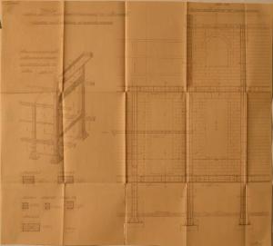 Sezioni e veduta assonometrica del fabbricato n. 113 dell'Ospedale Psichiatrico Provinciale di Milano (Mombello)