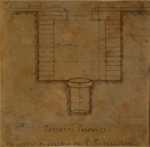 Sezione dei pozzetti del locale caldaia del padiglione tubercolotici dell'Ospedale Psichiatrico Provinciale di Milano (Mombello)