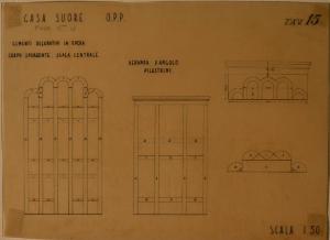 Prospetto elementi decorativi del fabbricato n. 13 dell'Ospedale Psichiatrico Provinciale di Milano (Mombello)