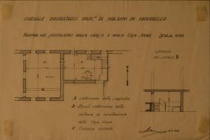 Pianta della casa delle suore (fabbricato n. 13) e della chiesa dell'Ospedale Psichiatrico Provinciale di Milano (Mombello)