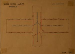 Schema dell'impianto di riscaldamento della nuova chiesa dell'Ospedale Psichiatrico Provinciale di Milano (Mombello)