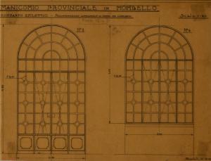 Prospetto dei serramenti del fabbricato epilettici (n. 14) dell'Ospedale Psichiatrico Provinciale di Milano (Mombello)