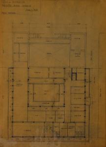 Pianta del cantinato della dispensa (fabbricato n. 25) dell'Ospedale Psichiatrico Provinciale di Milano (Mombello)