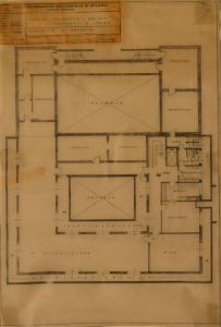 Pianta del cantinato della dispensa (fabbricato n. 25) dell'Ospedale Psichiatrico Provinciale di Milano (Mombello)