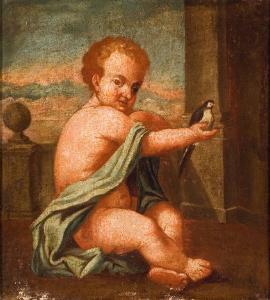 PUTTO CHE TIENE IN MANO UN UCCELLO