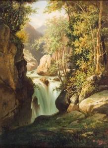 Paesaggio con cascata